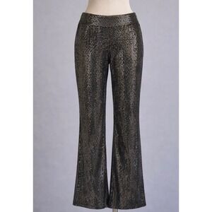 No Boundaries Womens Black Metallic Flare Disco Pants Size M 7-9 Bell Bottom